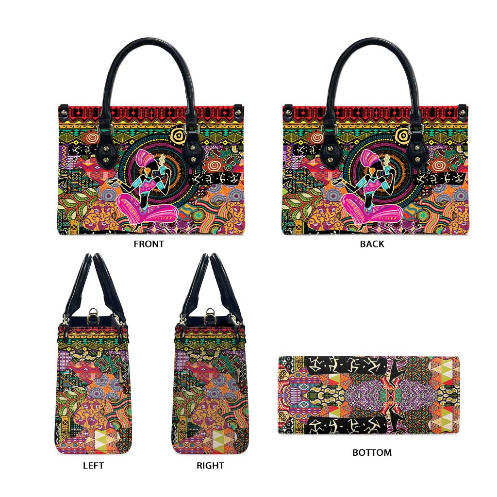 African Women Ethnic Motifs Leather Bag