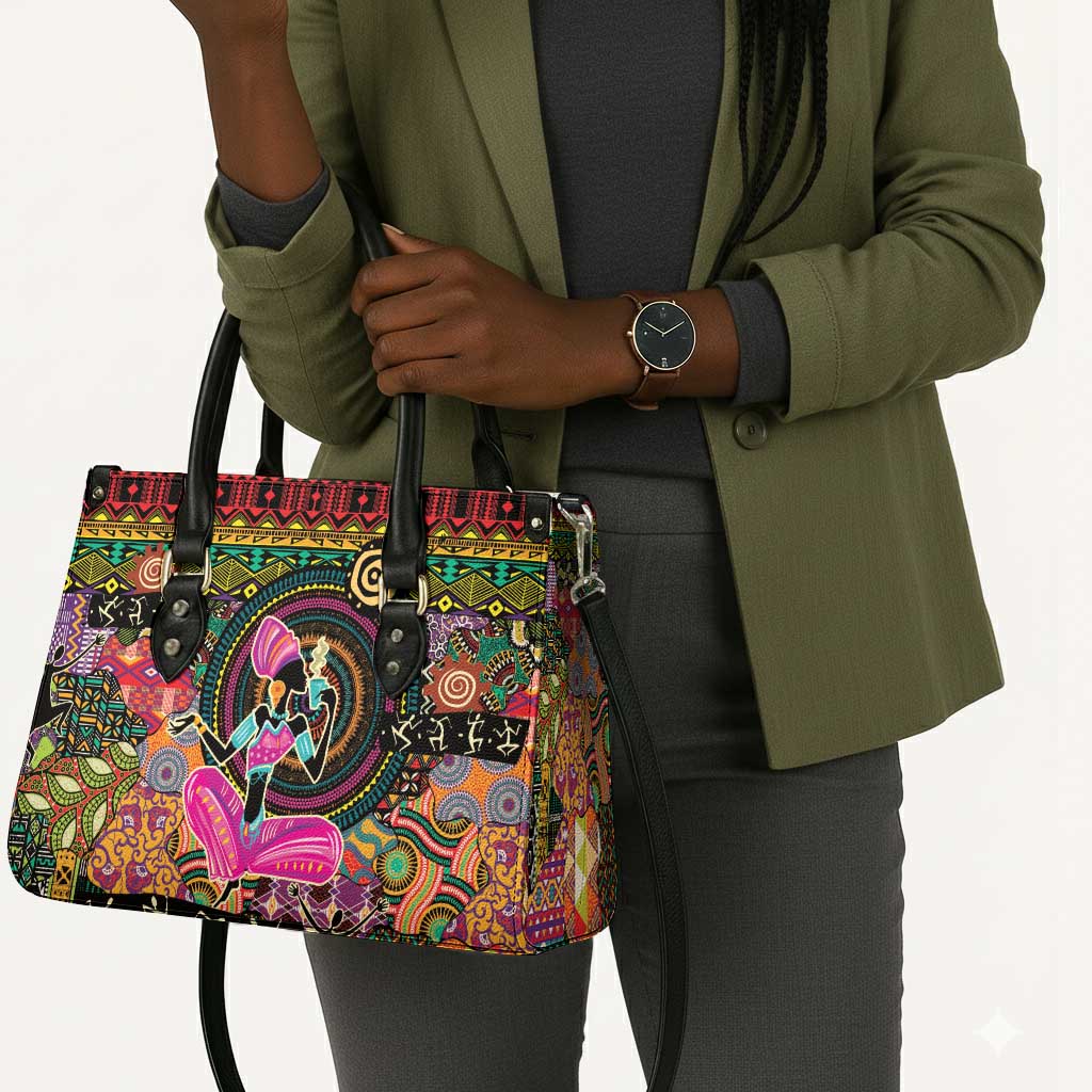 African Women Ethnic Motifs Leather Bag