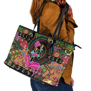 African Women Ethnic Motifs Leather Tote Bag