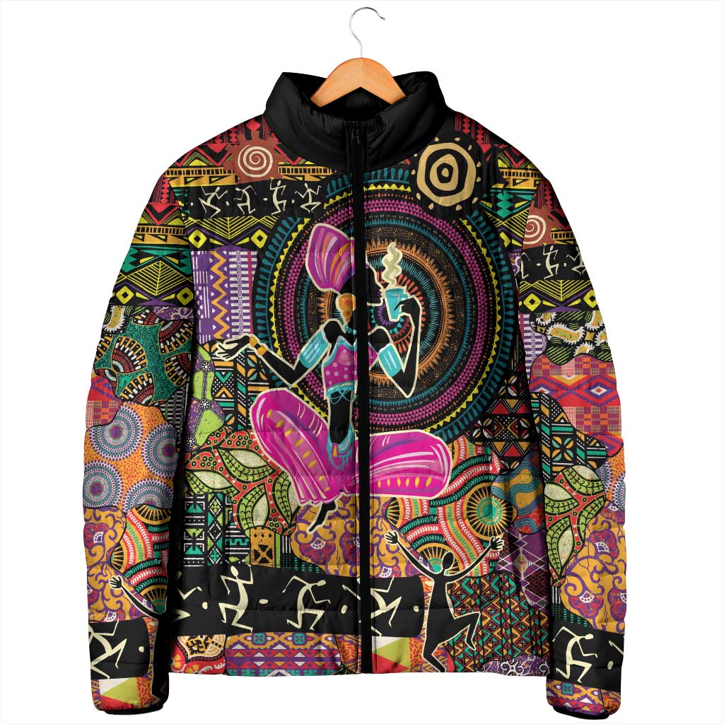 African Women Ethnic Motifs Padded Jacket