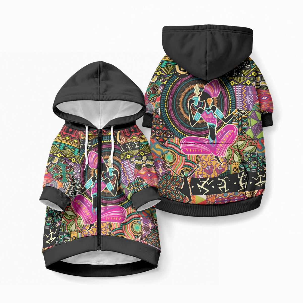 African Women Ethnic Motifs Pet Hoodie