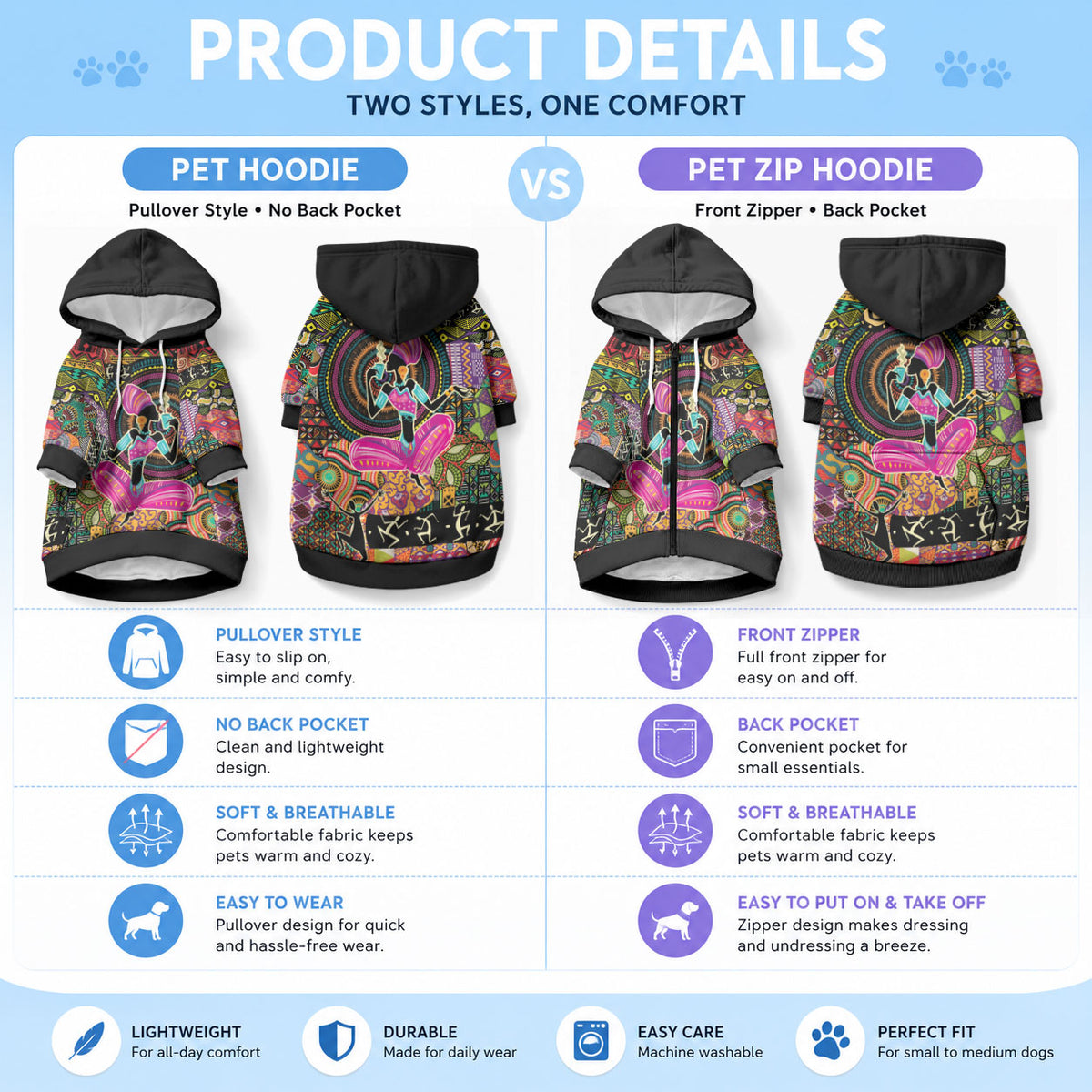African Women Ethnic Motifs Pet Hoodie