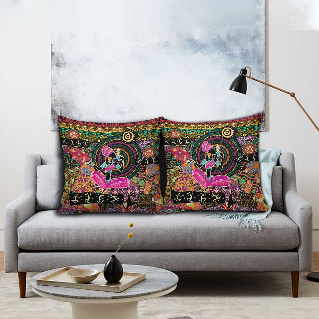 African Women Ethnic Motifs Pillow Cover
