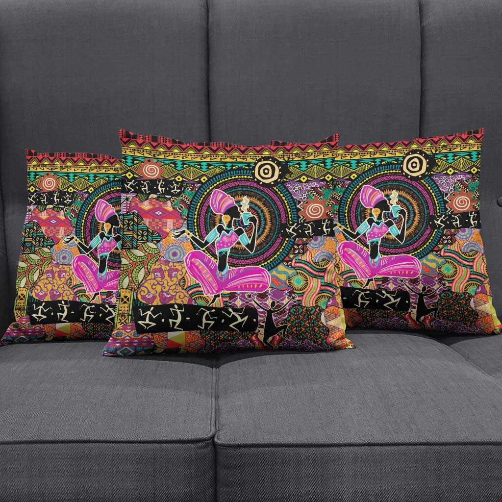 African Women Ethnic Motifs Pillow Cover