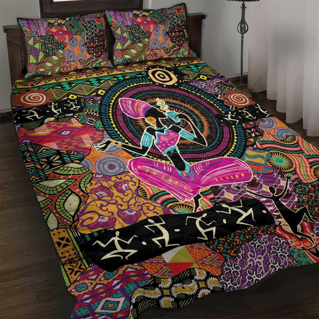 African Women Ethnic Motifs Quilt Bed Set