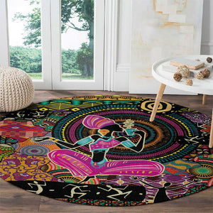 African Women Ethnic Motifs Round Carpet