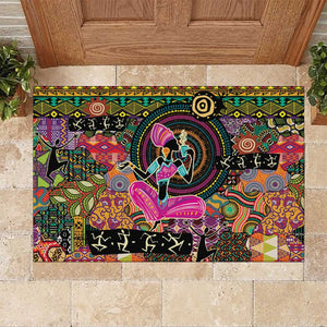 African Women Ethnic Motifs Rubber Doormat