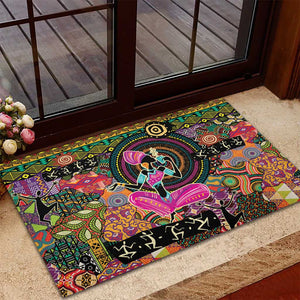 African Women Ethnic Motifs Rubber Doormat