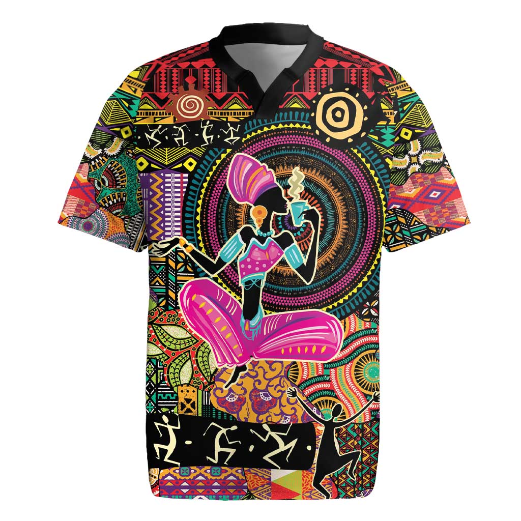 African Women Ethnic Motifs Rugby Jersey