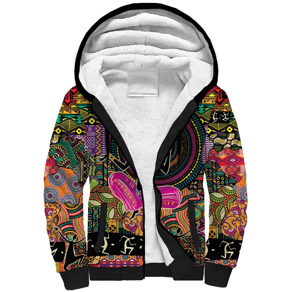 African Women Ethnic Motifs Sherpa Hoodie