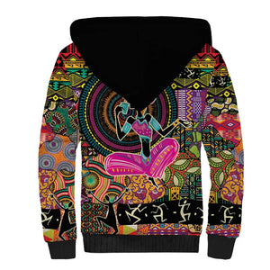 African Women Ethnic Motifs Sherpa Hoodie