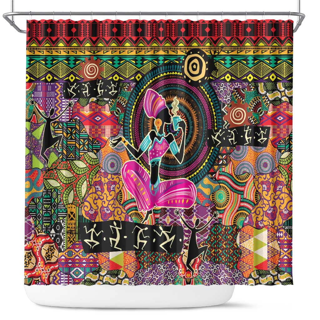 African Women Ethnic Motifs Shower Curtain