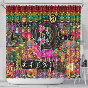 African Women Ethnic Motifs Shower Curtain