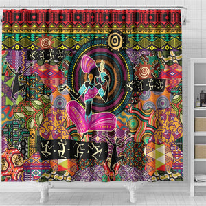 African Women Ethnic Motifs Shower Curtain