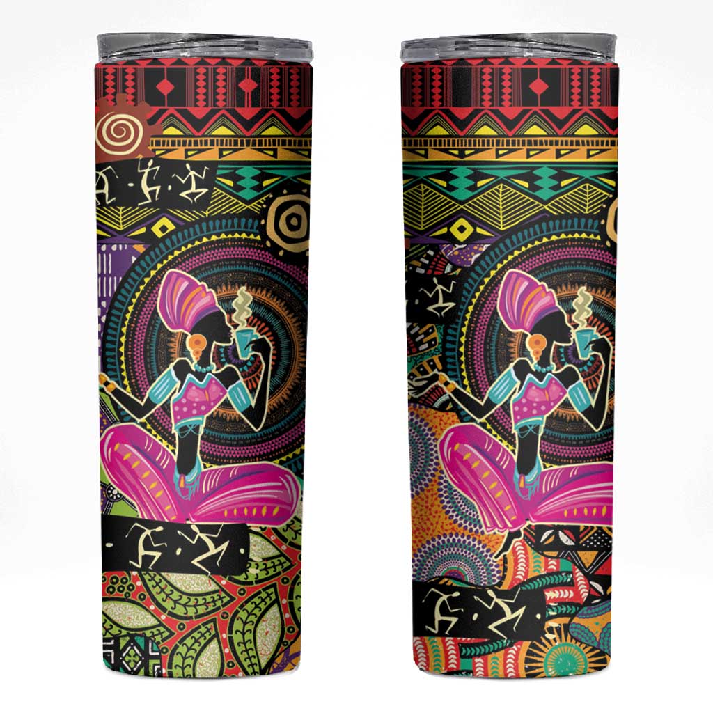 African Women Ethnic Motifs Skinny Tumbler