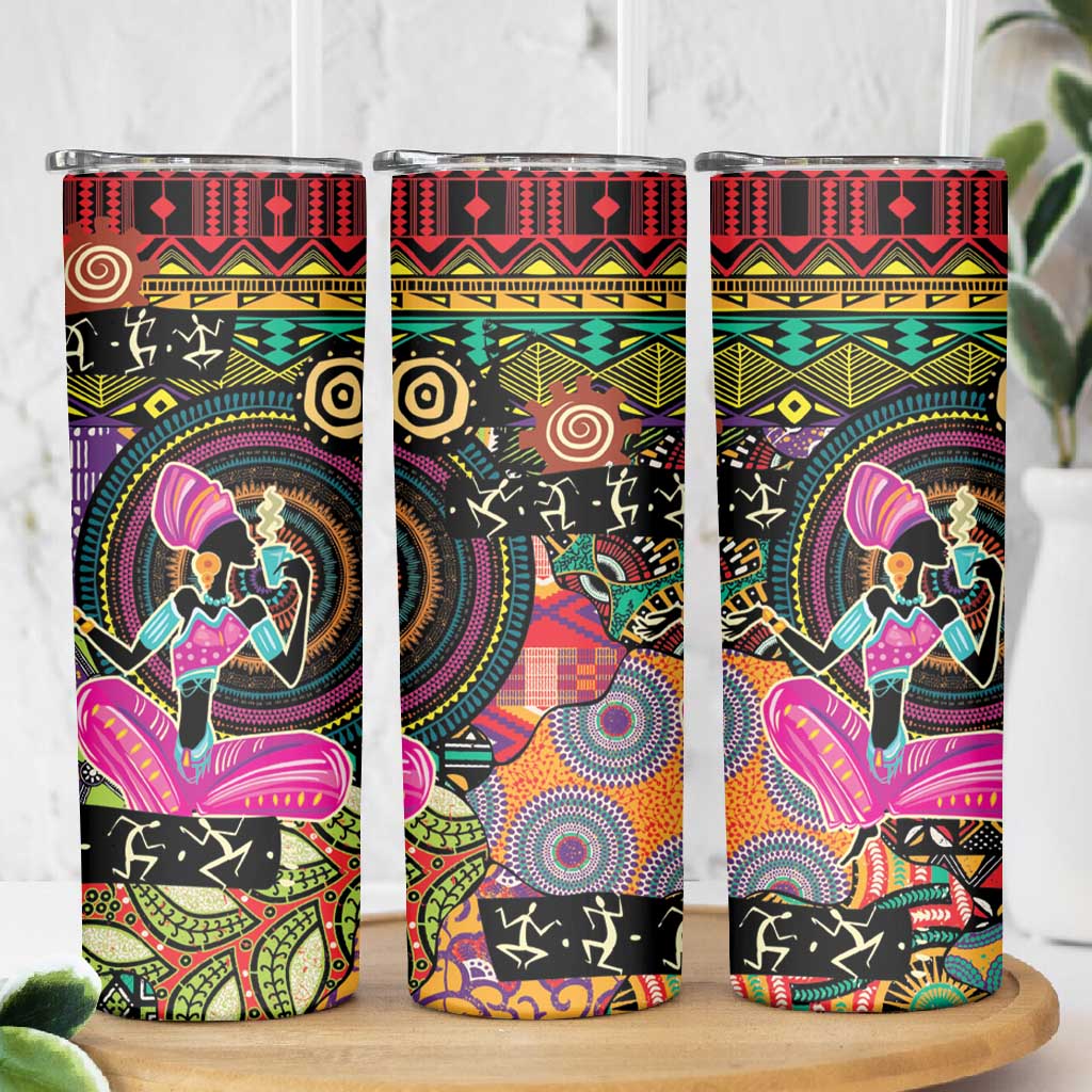 African Women Ethnic Motifs Skinny Tumbler