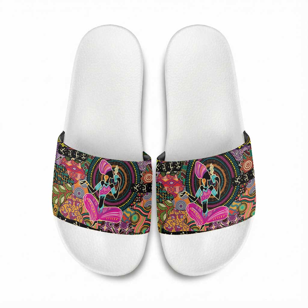 African Women Ethnic Motifs Slide Sandals