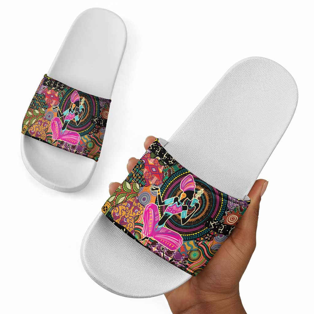 African Women Ethnic Motifs Slide Sandals