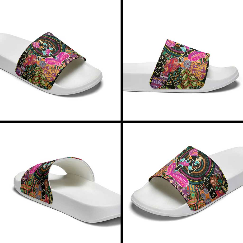 African Women Ethnic Motifs Slide Sandals