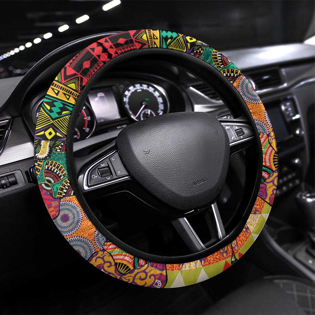 African Women Ethnic Motifs Steering Wheel Cover