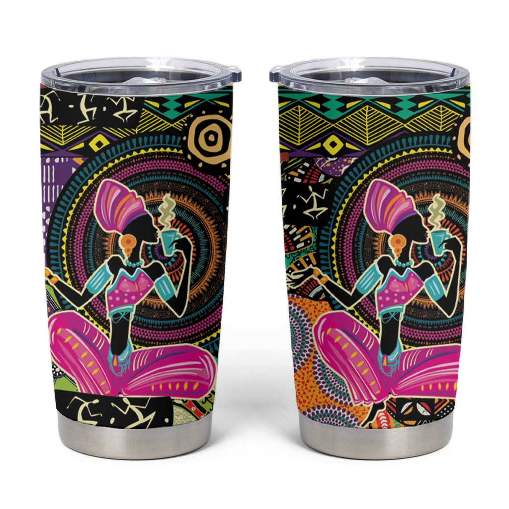 African Women Ethnic Motifs Tumbler Cup