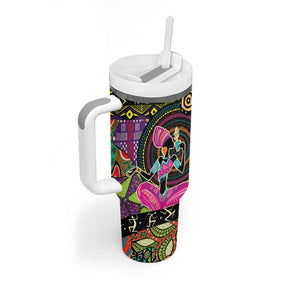 African Women Ethnic Motifs Tumbler With Handle