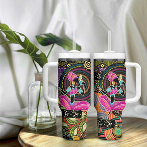 African Women Ethnic Motifs Tumbler With Handle