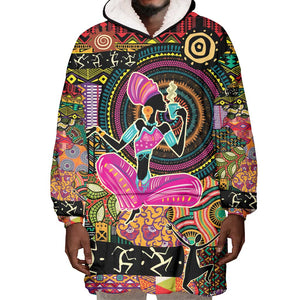 African Women Ethnic Motifs Wearable Blanket Hoodie