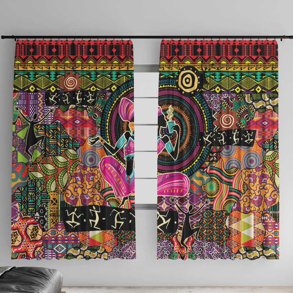 African Women Ethnic Motifs Window Curtain