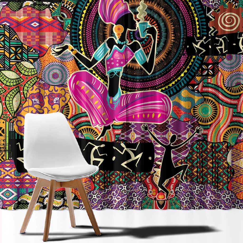 African Women Ethnic Motifs Window Curtain