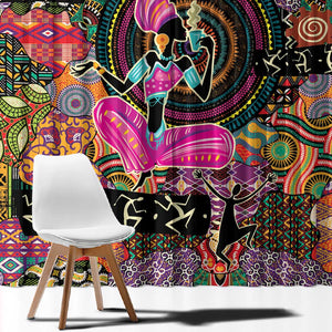 African Women Ethnic Motifs Window Curtain