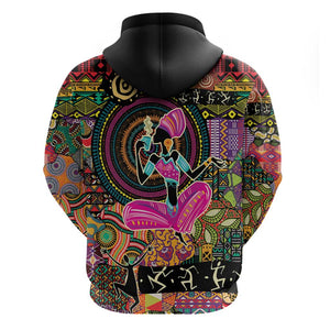 African Women Ethnic Motifs Zip Hoodie