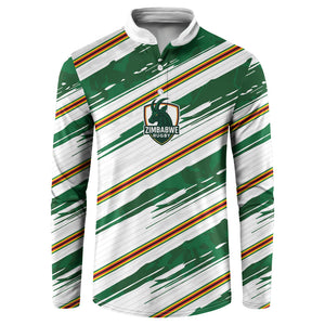 2026 Rugby Nations Series Custom Zimbabwe Button Sweatshirt Great Sables Zimbabwe