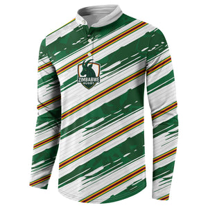 2026 Rugby Nations Series Custom Zimbabwe Button Sweatshirt Great Sables Zimbabwe