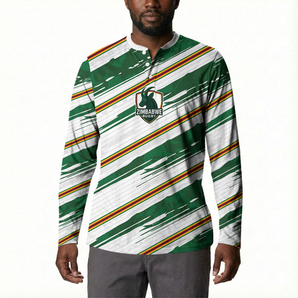 2026 Rugby Nations Series Custom Zimbabwe Button Sweatshirt Great Sables Zimbabwe