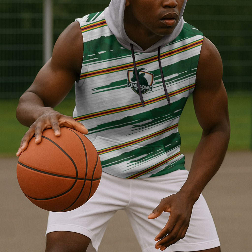 2026 Rugby Nations Series Custom Zimbabwe Sleeveless Hoodie Great Sables Zimbabwe