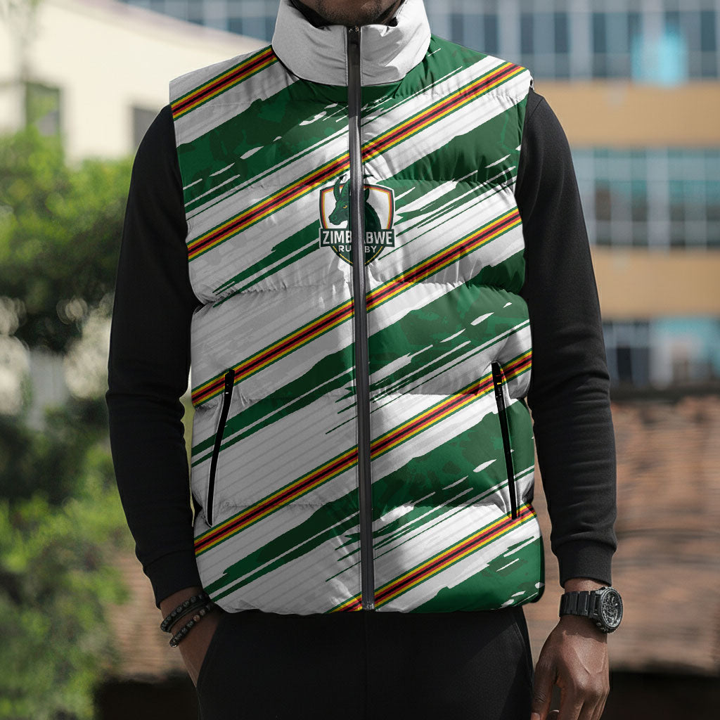 2026 Rugby Nations Series Custom Zimbabwe Sleeveless Puffer Jacket Great Sables Zimbabwe