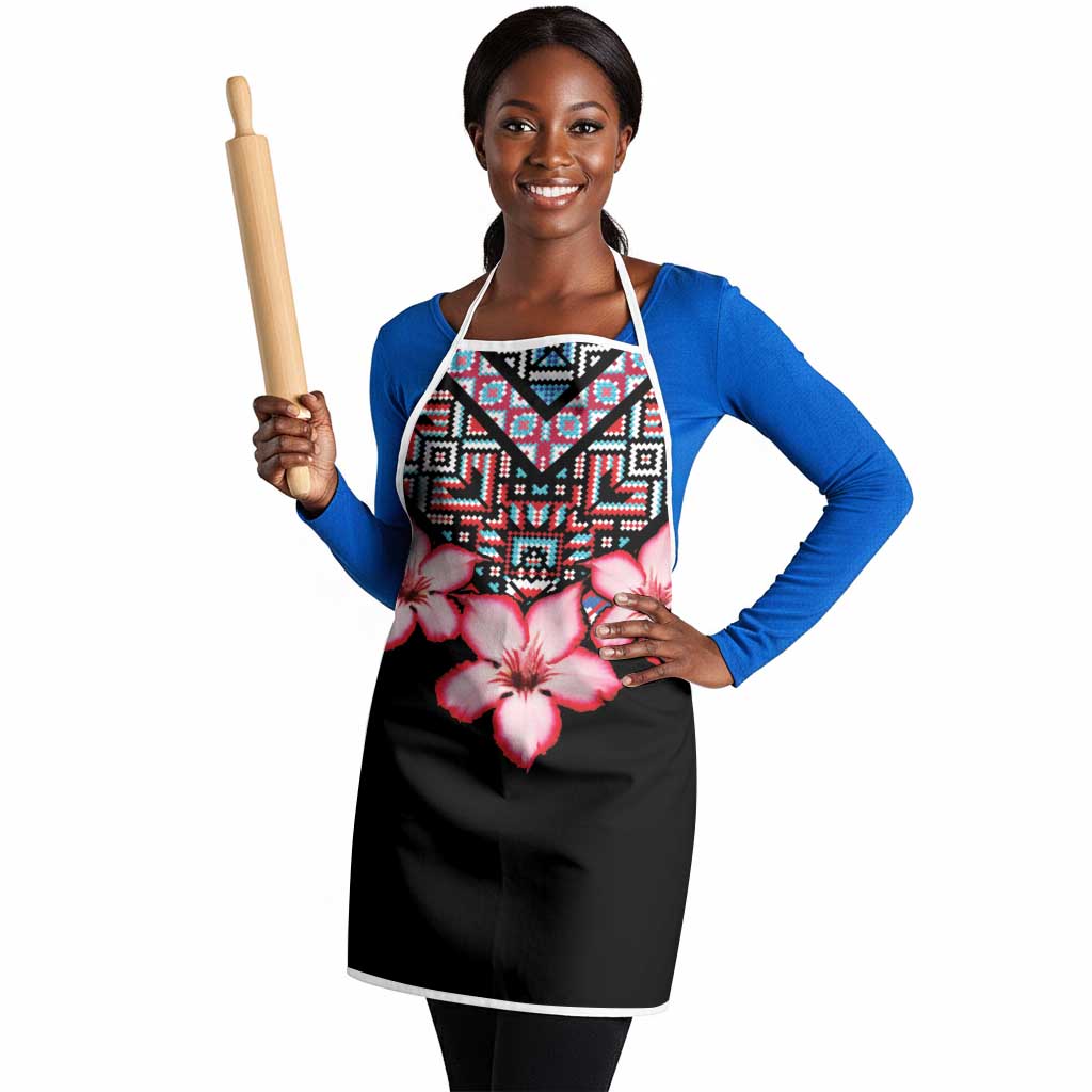 Africa Adenium Multiflorum Flowers Apron Mix Native Tribal Pattern