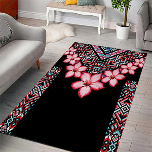 Afro Adenium Multiflorum Flowers Area Rug Mix Native Tribal Pattern