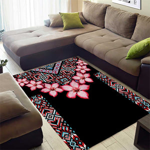 Afro Adenium Multiflorum Flowers Area Rug Mix Native Tribal Pattern