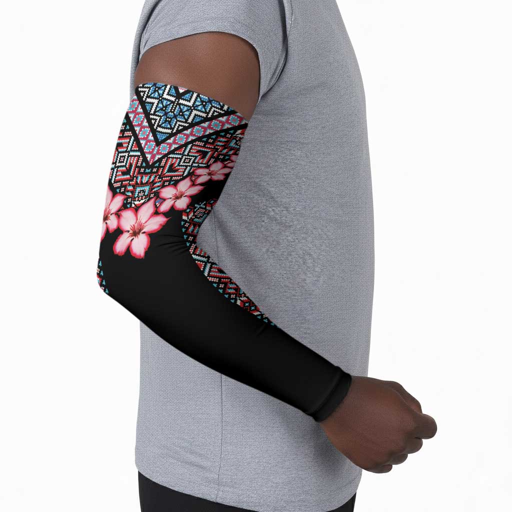 Africa Adenium Multiflorum Flowers Arm Sleeves Mix Native Tribal Pattern