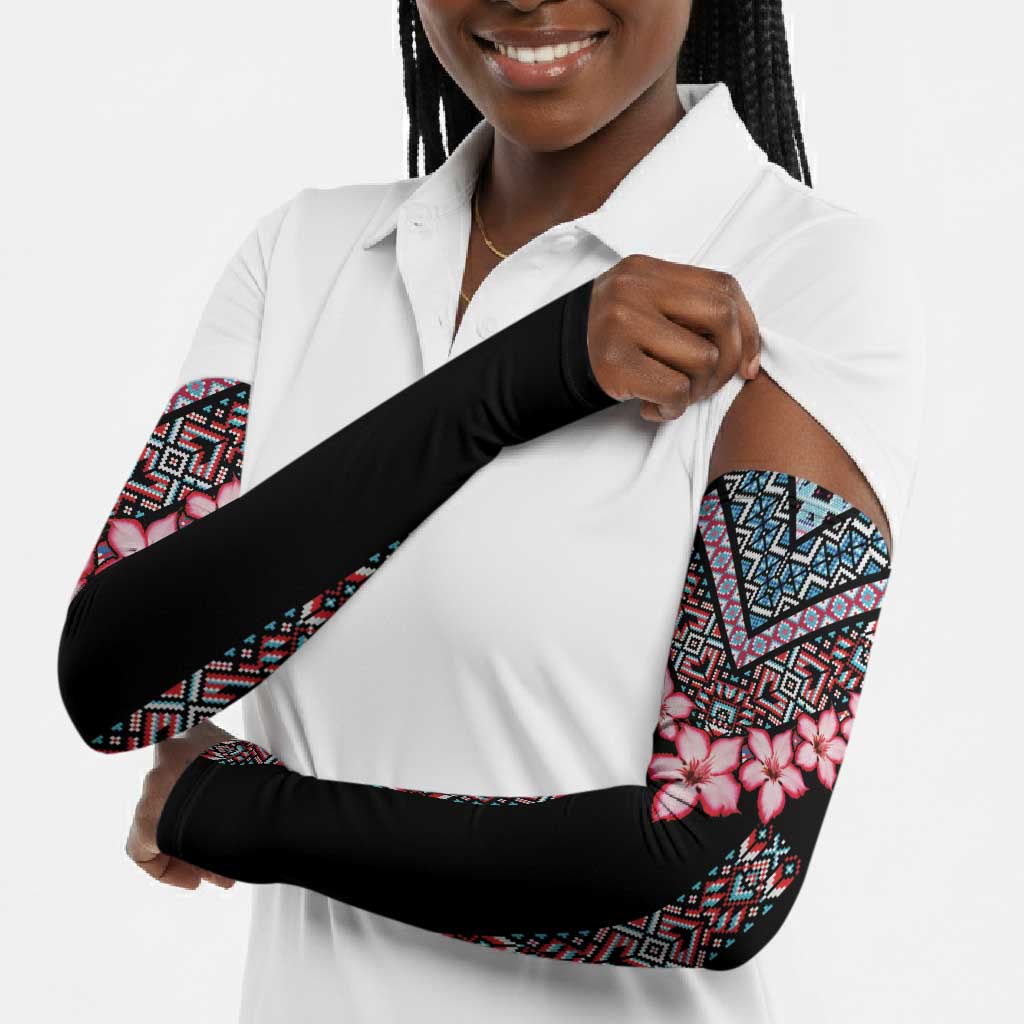 Africa Adenium Multiflorum Flowers Arm Sleeves Mix Native Tribal Pattern