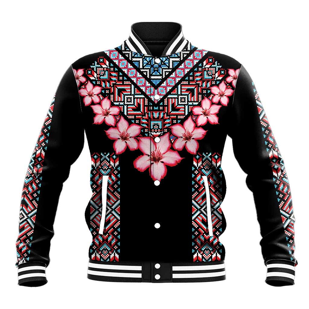 Afro Adenium Multiflorum Flowers Baseball Jacket Mix Native Tribal Pattern LT9