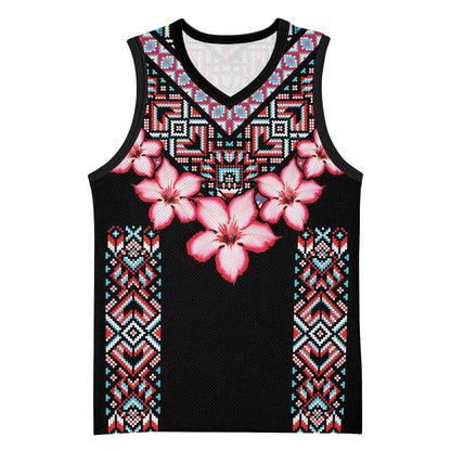Afro Adenium Multiflorum Flowers Basketball Jersey Mix Native Tribal Pattern LT9