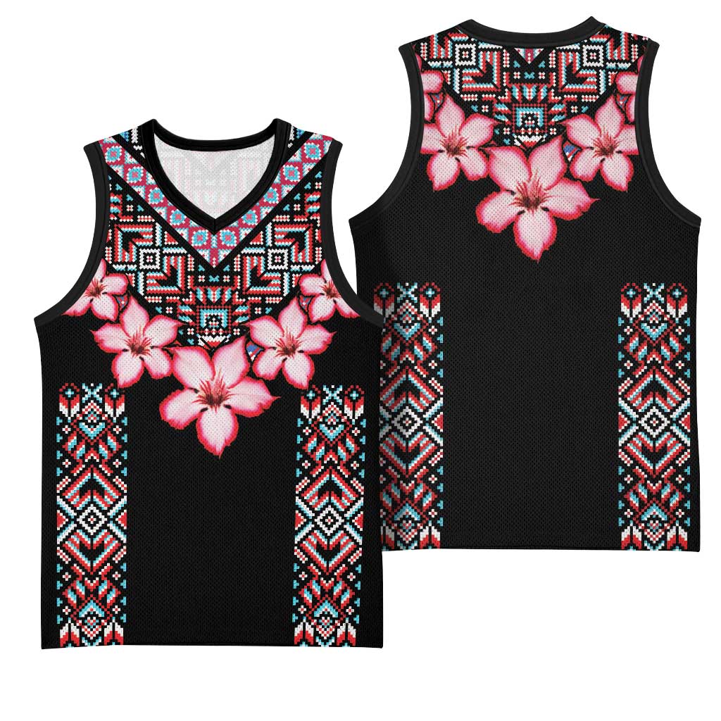 Afro Adenium Multiflorum Flowers Basketball Jersey Mix Native Tribal Pattern LT9