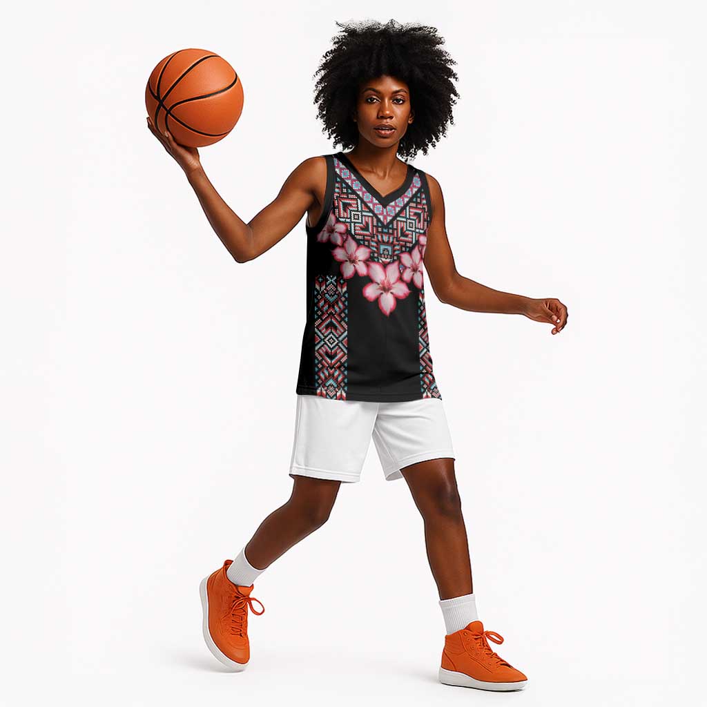 Afro Adenium Multiflorum Flowers Basketball Jersey Mix Native Tribal Pattern LT9