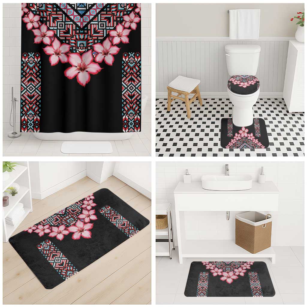 Africa Adenium Multiflorum Flowers Bathroom Set Mix Native Tribal Pattern