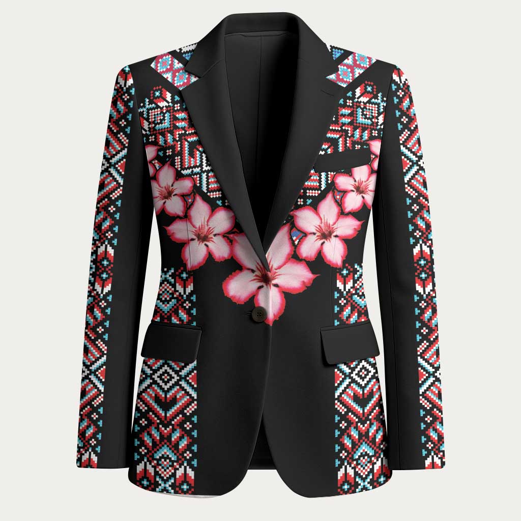 Africa Adenium Multiflorum Flowers Blazer Mix Native Tribal Pattern
