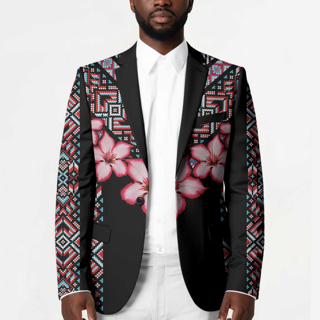 Africa Adenium Multiflorum Flowers Blazer Mix Native Tribal Pattern