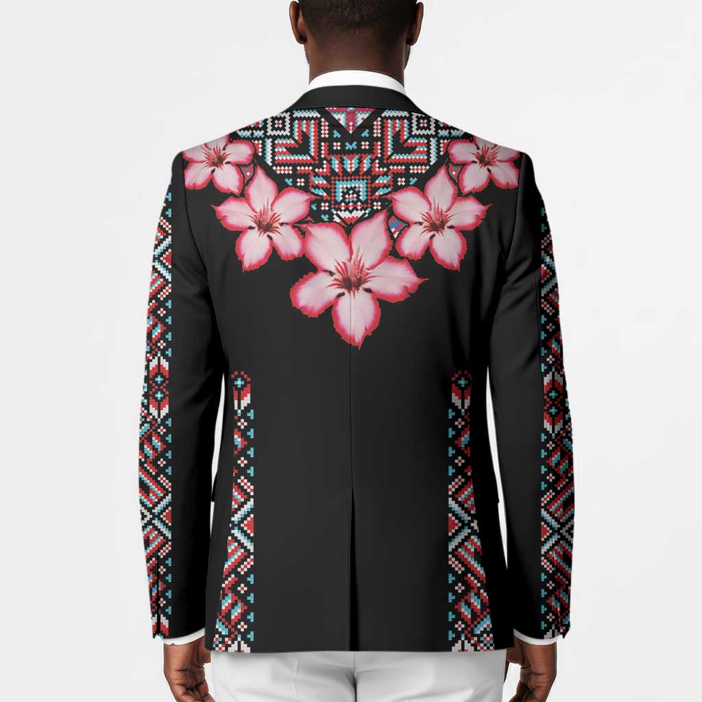 Africa Adenium Multiflorum Flowers Blazer Mix Native Tribal Pattern